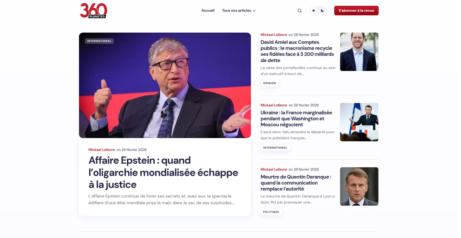 Screenshot of planetes360.fr homepage