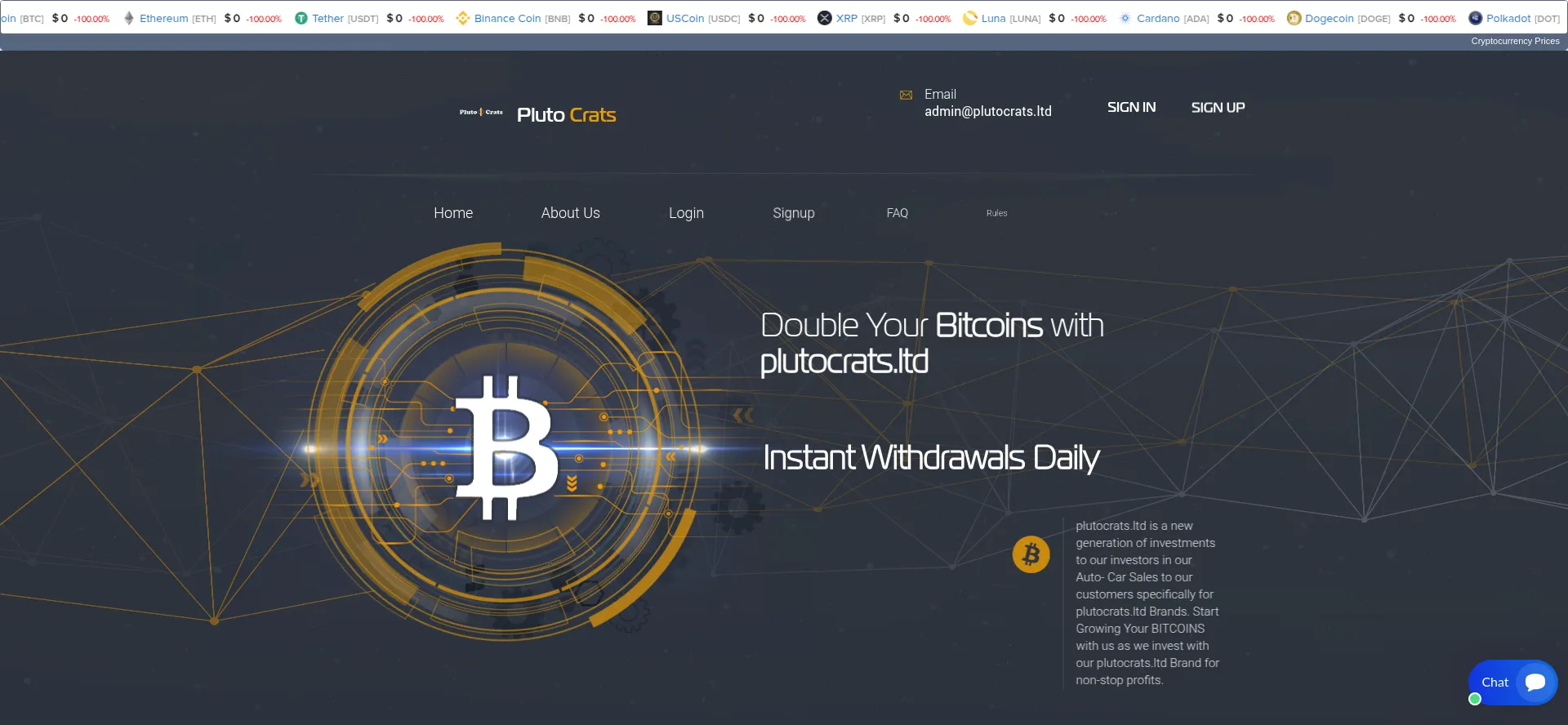 Screenshot of plutocrats.ltd homepage