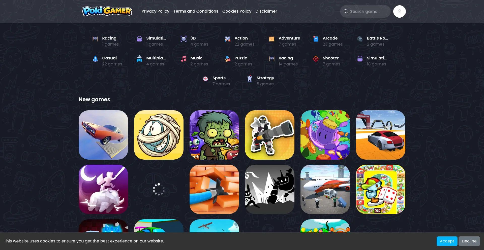 Screenshot of pokigamer.online homepage