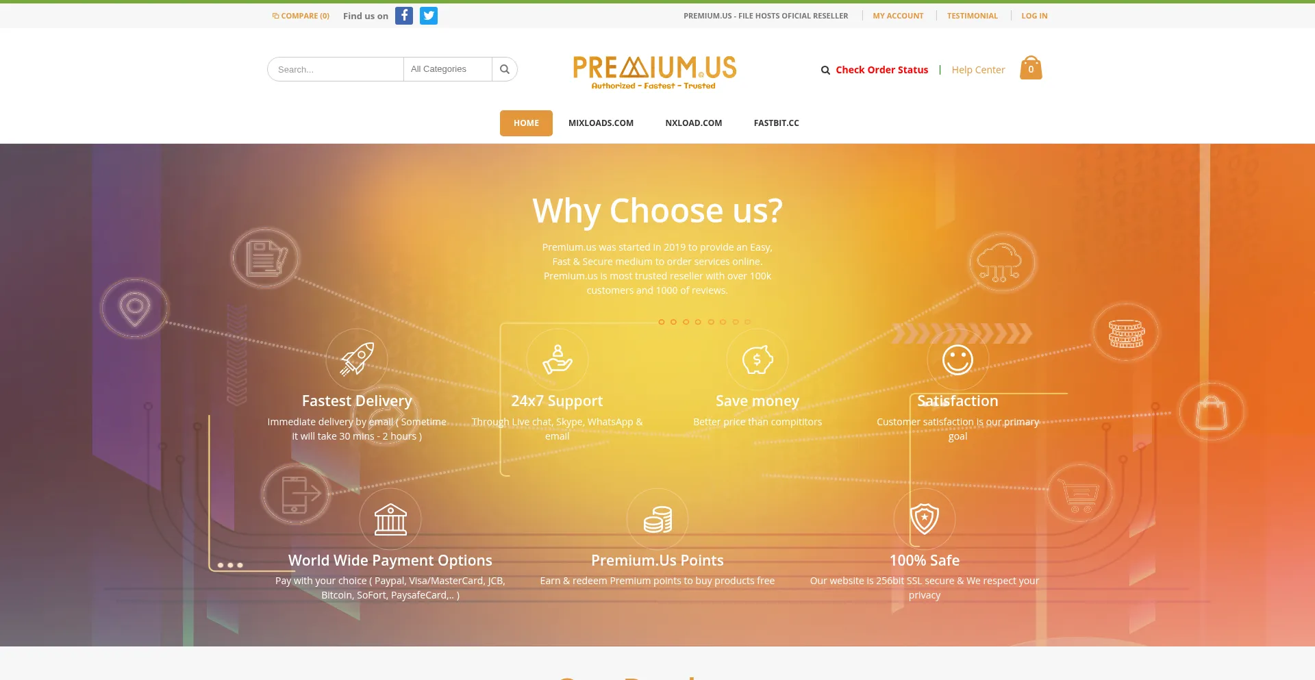 Screenshot of premium.us homepage