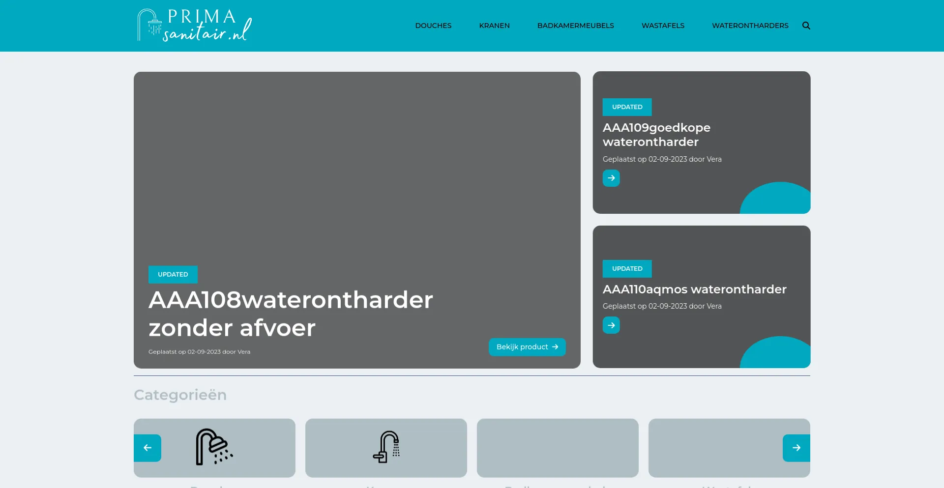 Screenshot of primasanitair.nl homepage