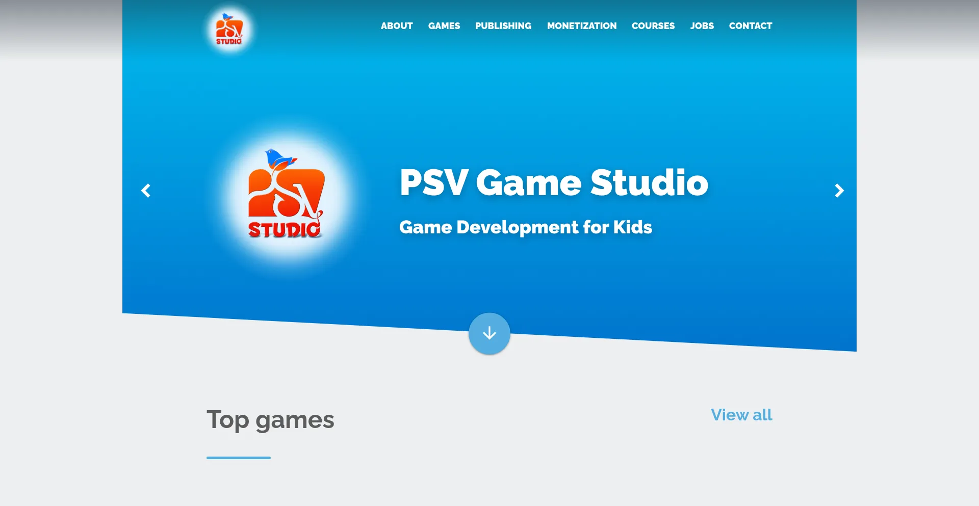 Screenshot of psvgamestudio.com homepage