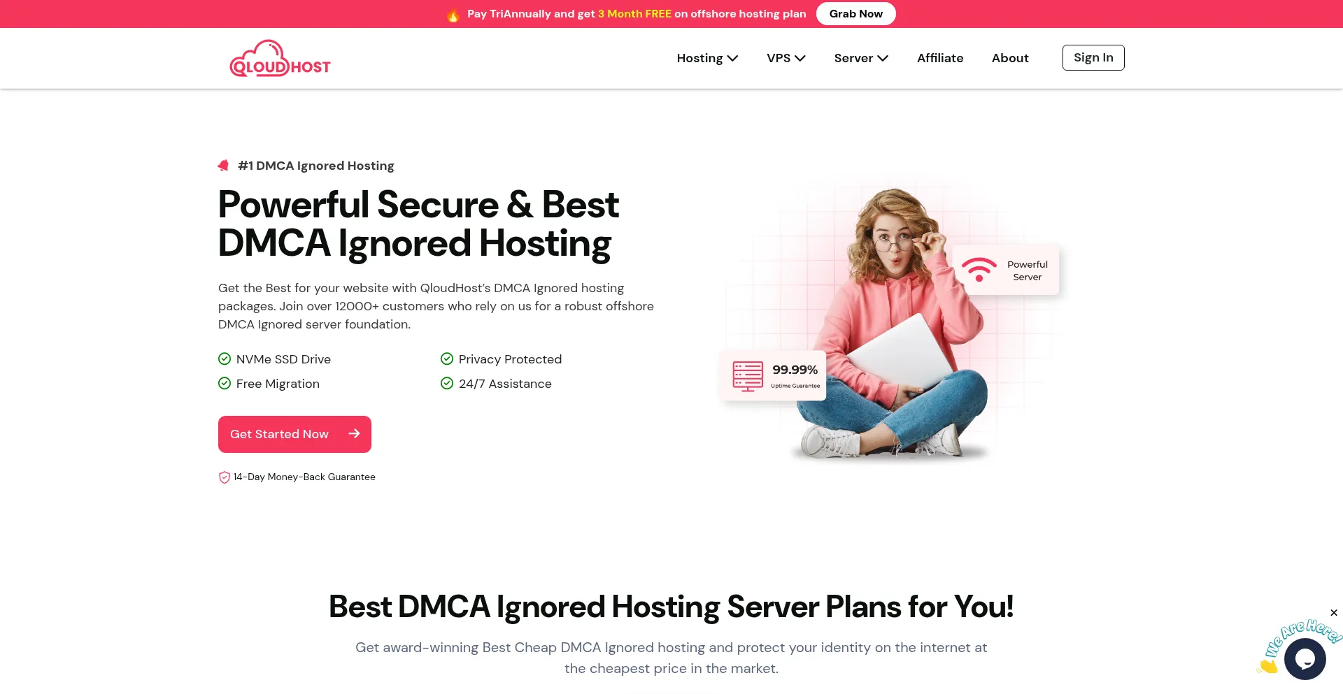 Screenshot of qloudhost.com homepage