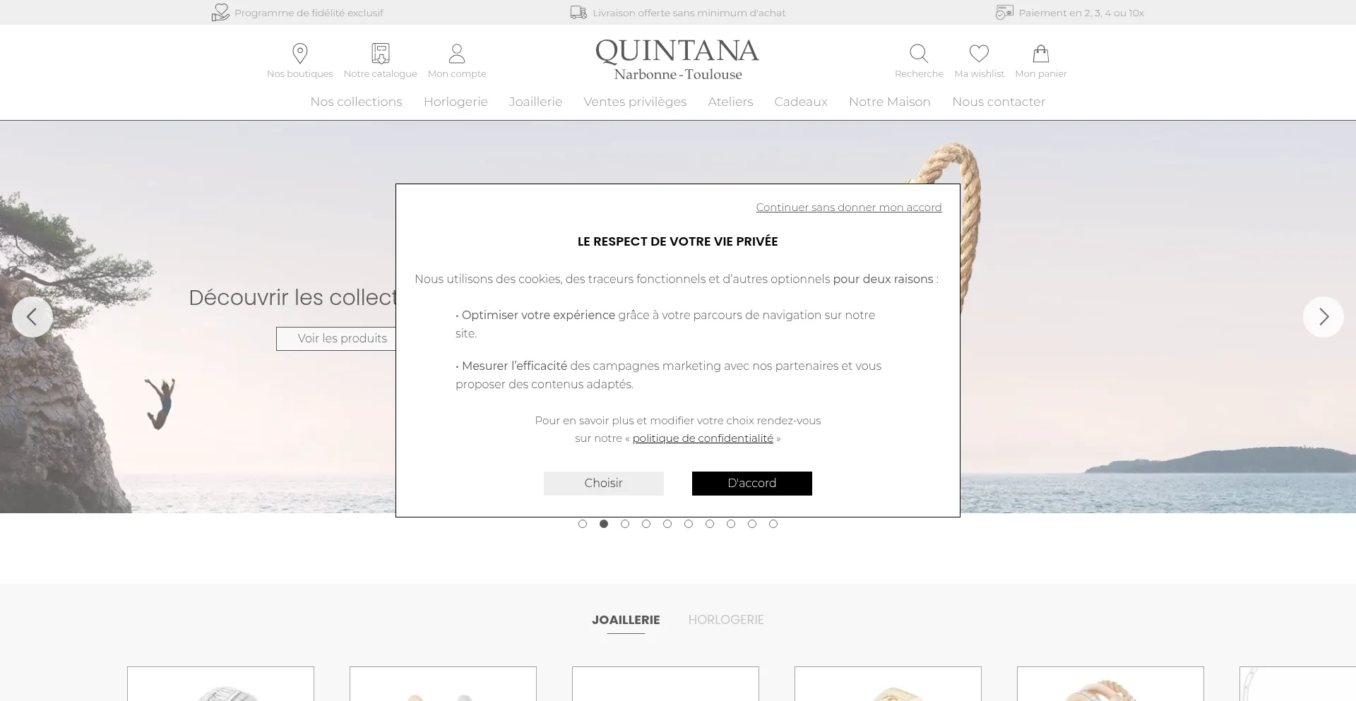 Screenshot of quintana-joaillier.com homepage