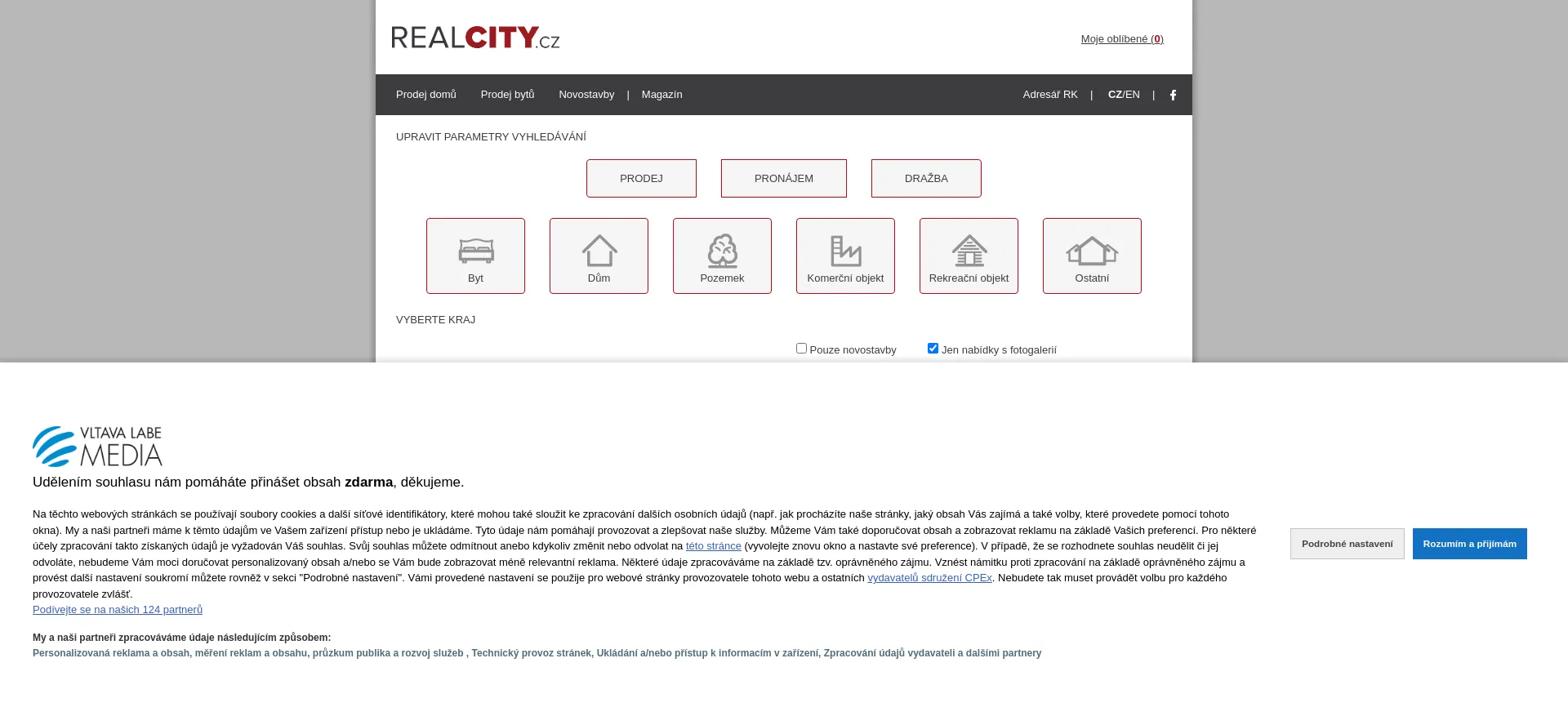 Screenshot of realcity.cz homepage