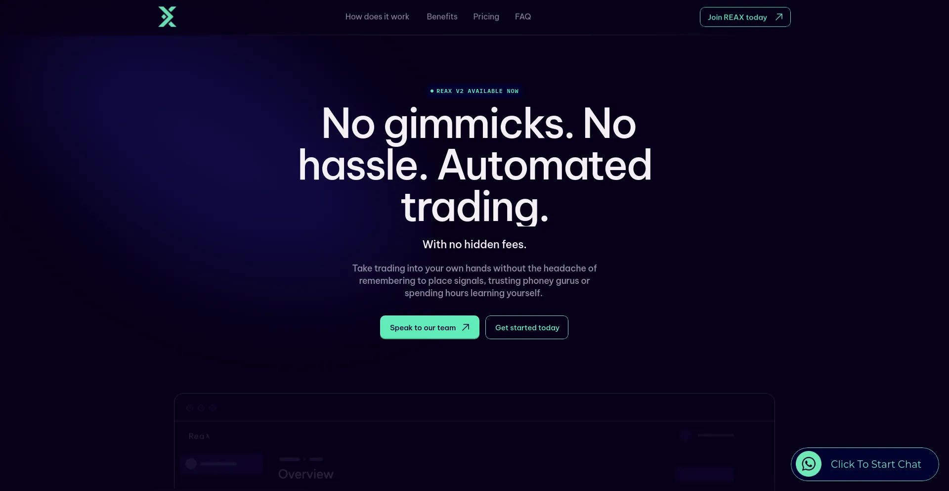 Screenshot of reaxtrading.co.uk homepage