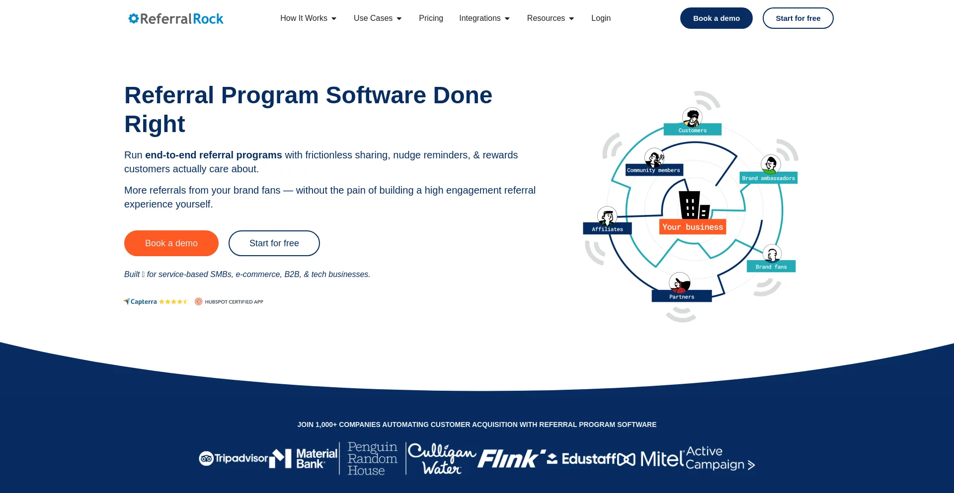 Screenshot of referralrock.com homepage