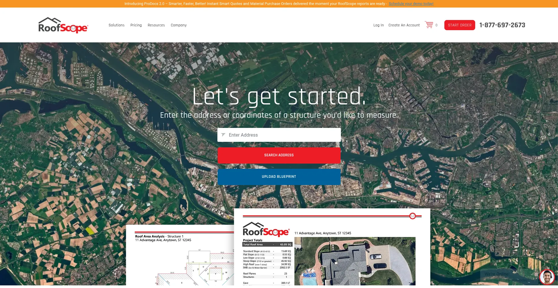 Screenshot of roofscope.com homepage