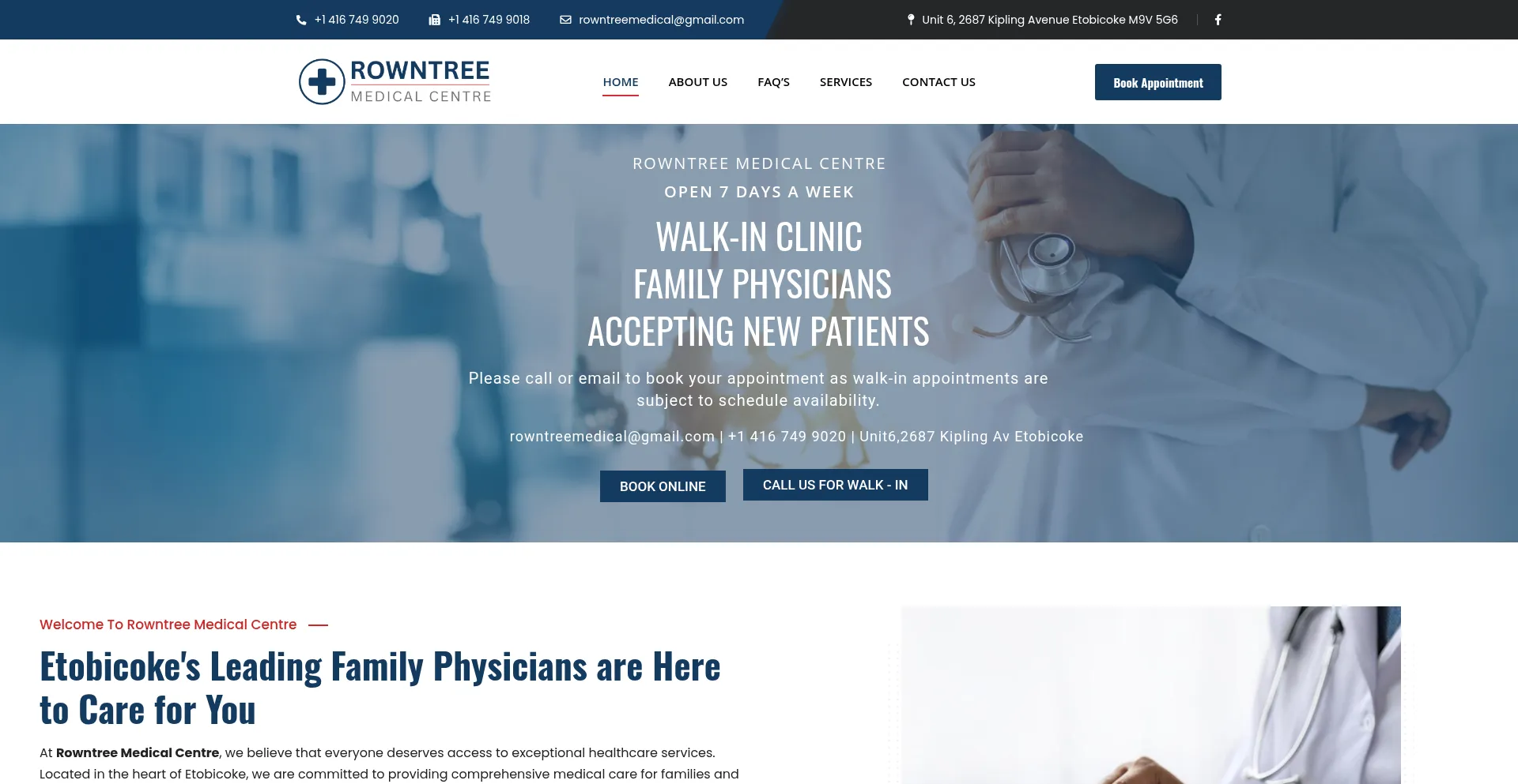 Screenshot of rowntreemedicalcentre.com homepage
