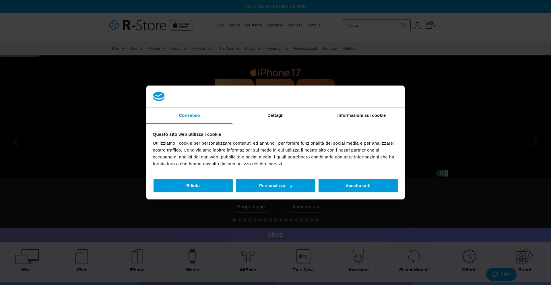 Screenshot of rstore.it homepage