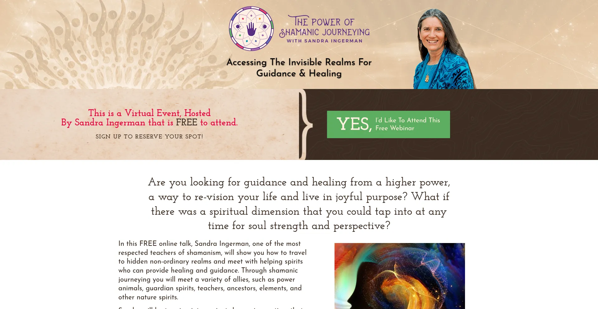 Screenshot of shamanicjourneying.thesacredscience.com homepage