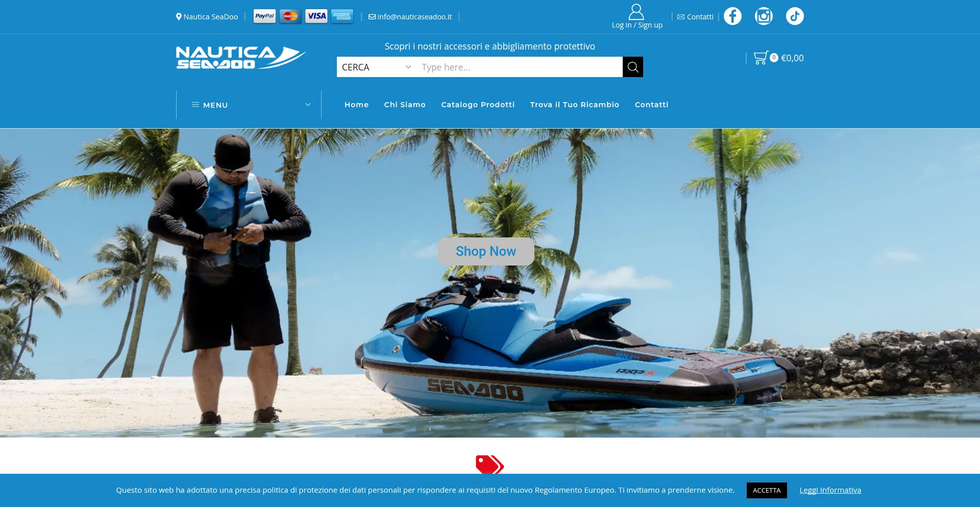 Screenshot of shop.nauticaseadoo.it homepage