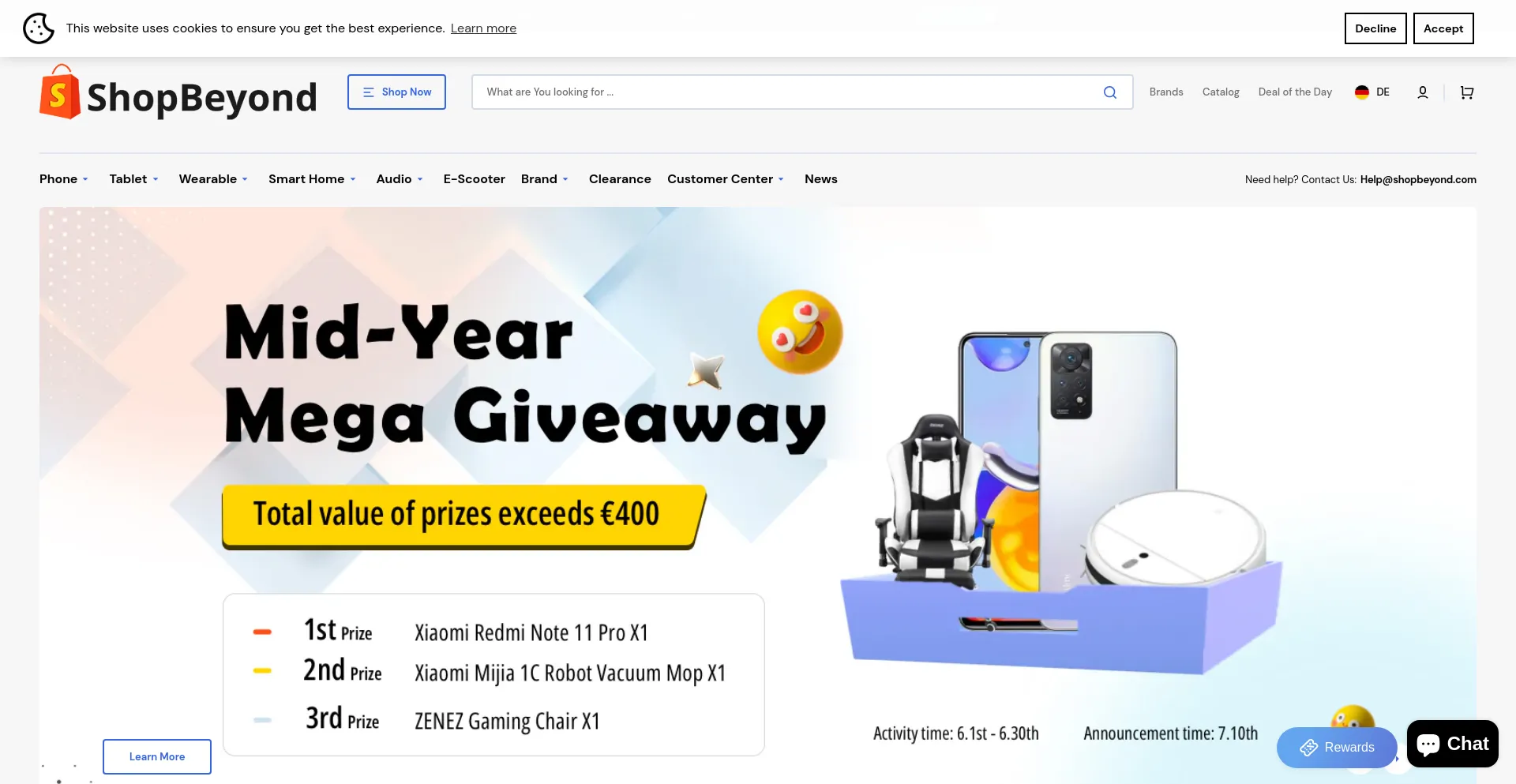 Screenshot of shopbeyond.com homepage