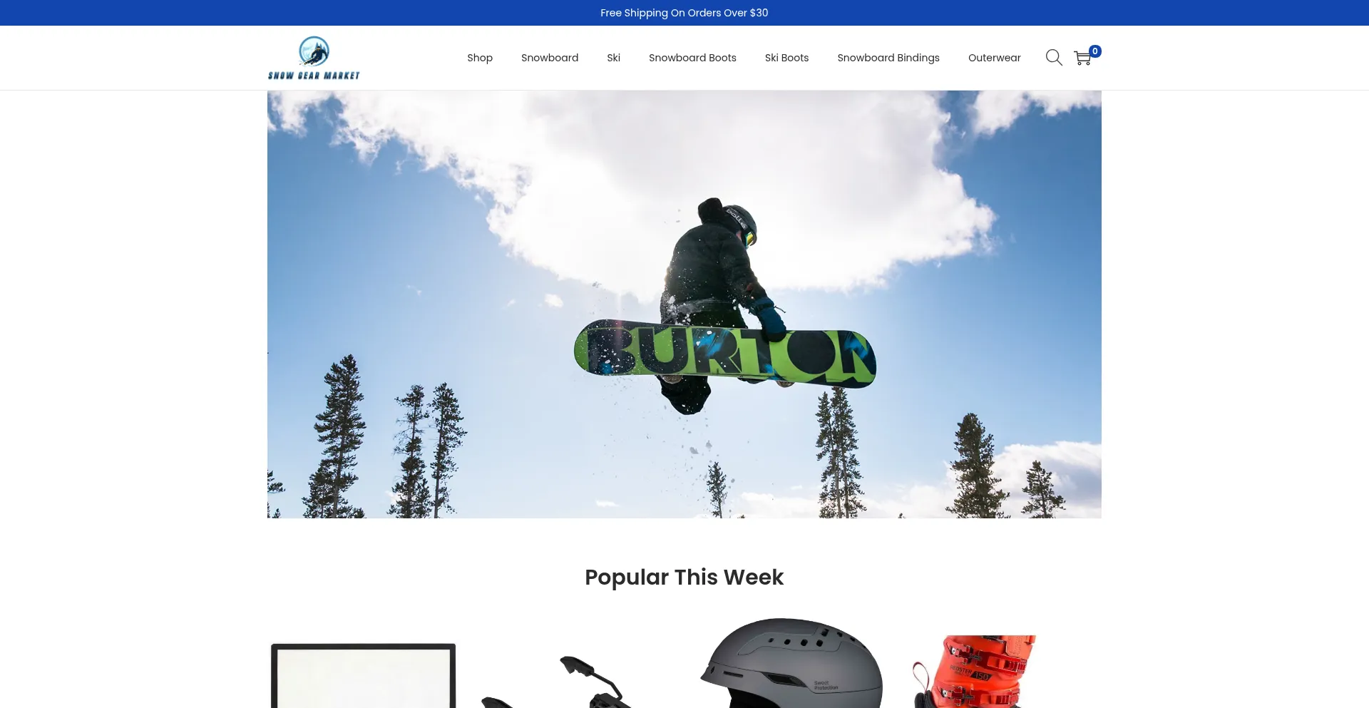 Screenshot of snowgearmarket.com homepage