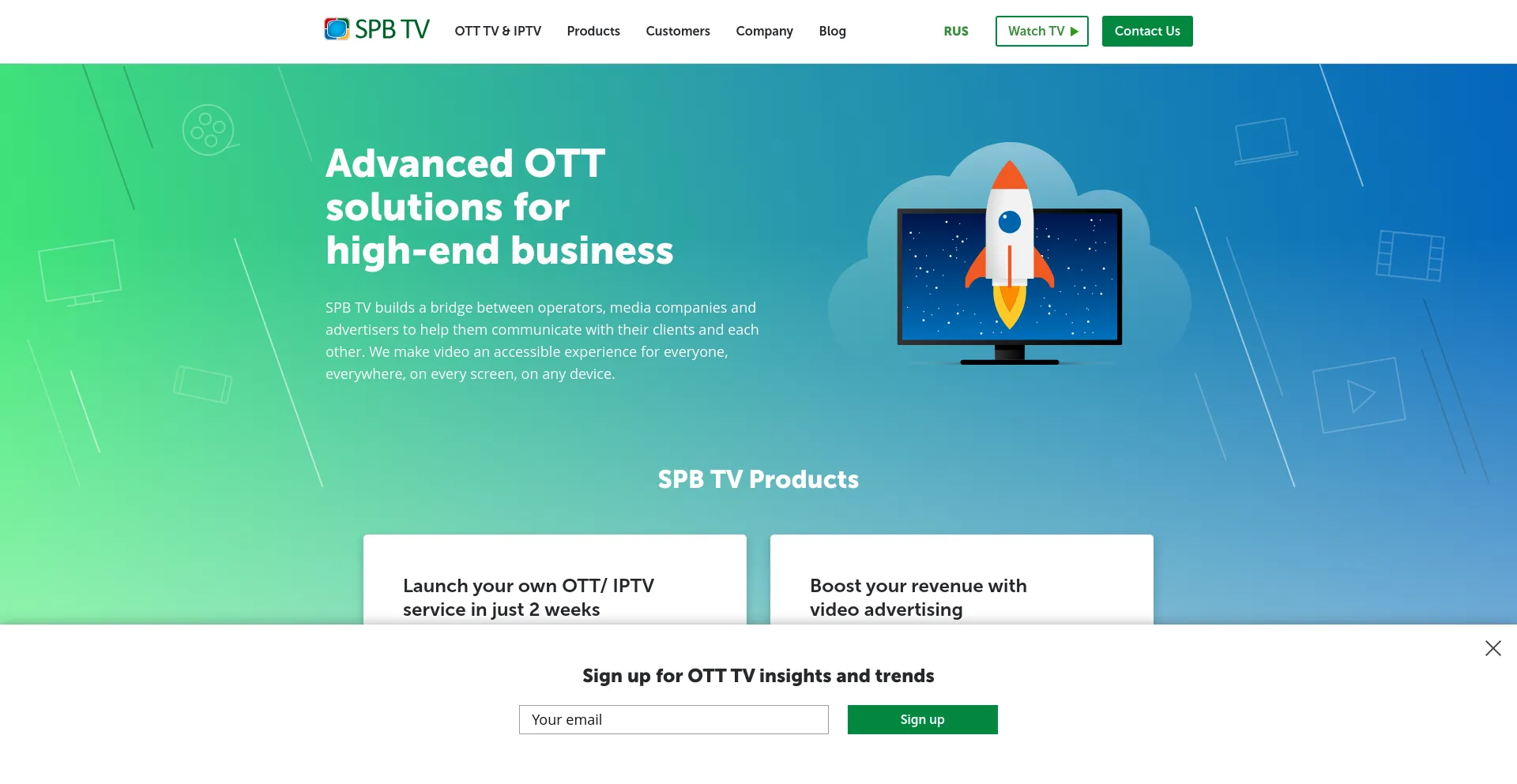 Screenshot of spbtv.com homepage