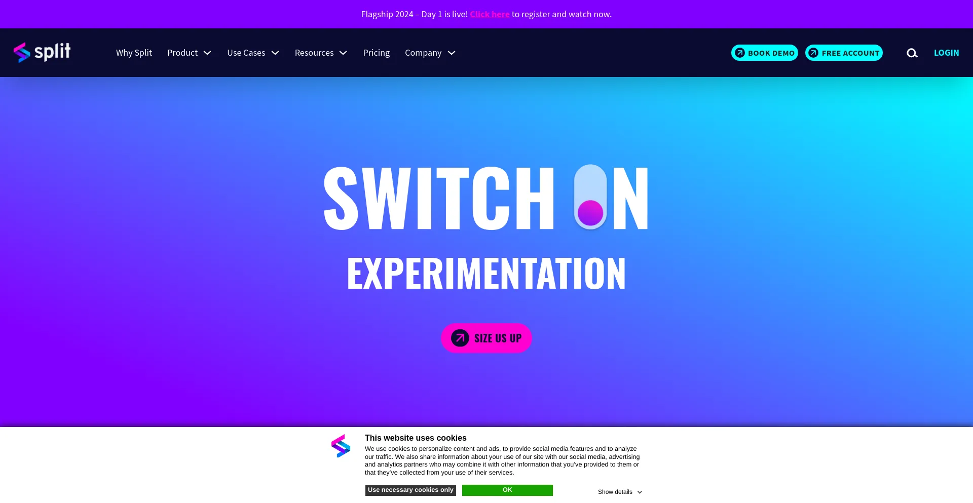 Screenshot of split.io homepage