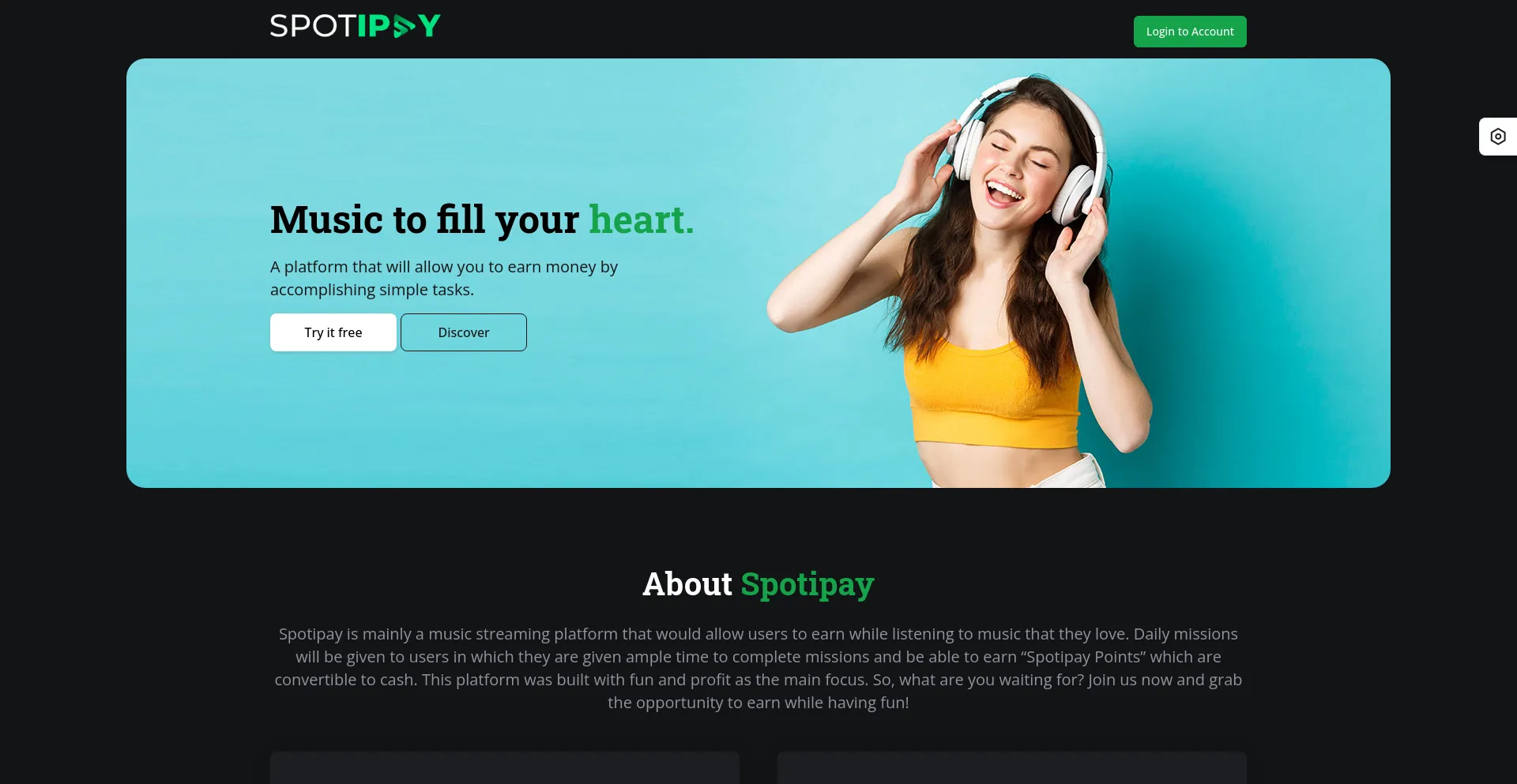 Screenshot of spotipay.net homepage