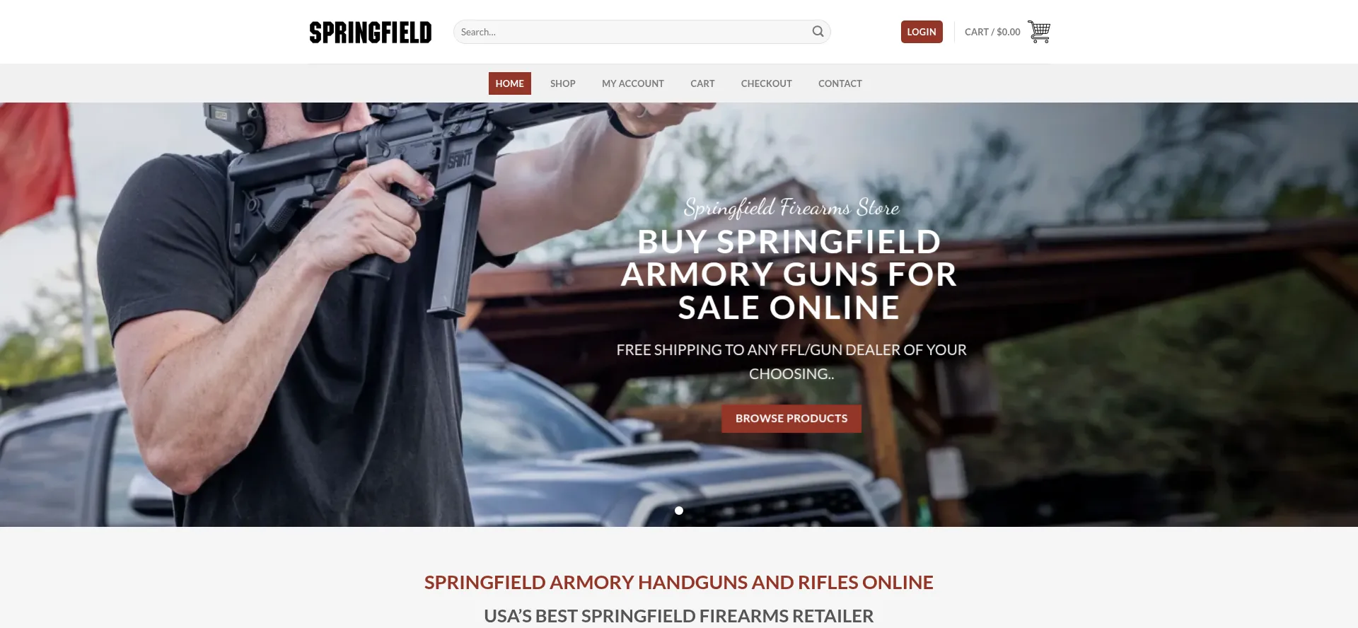 Screenshot of springfieldgunstore.com homepage