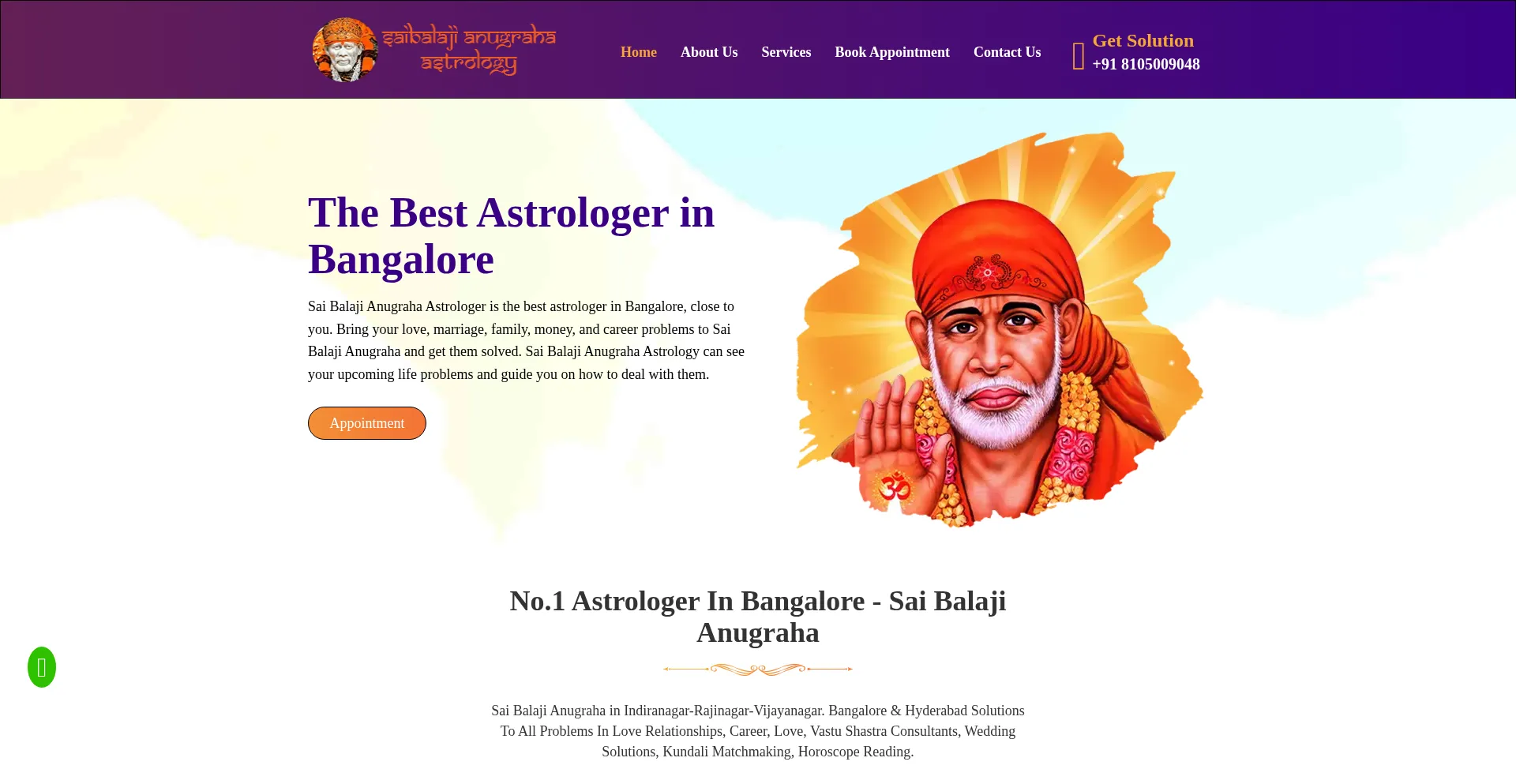 Screenshot of srisaibalajiastrocentre.in homepage