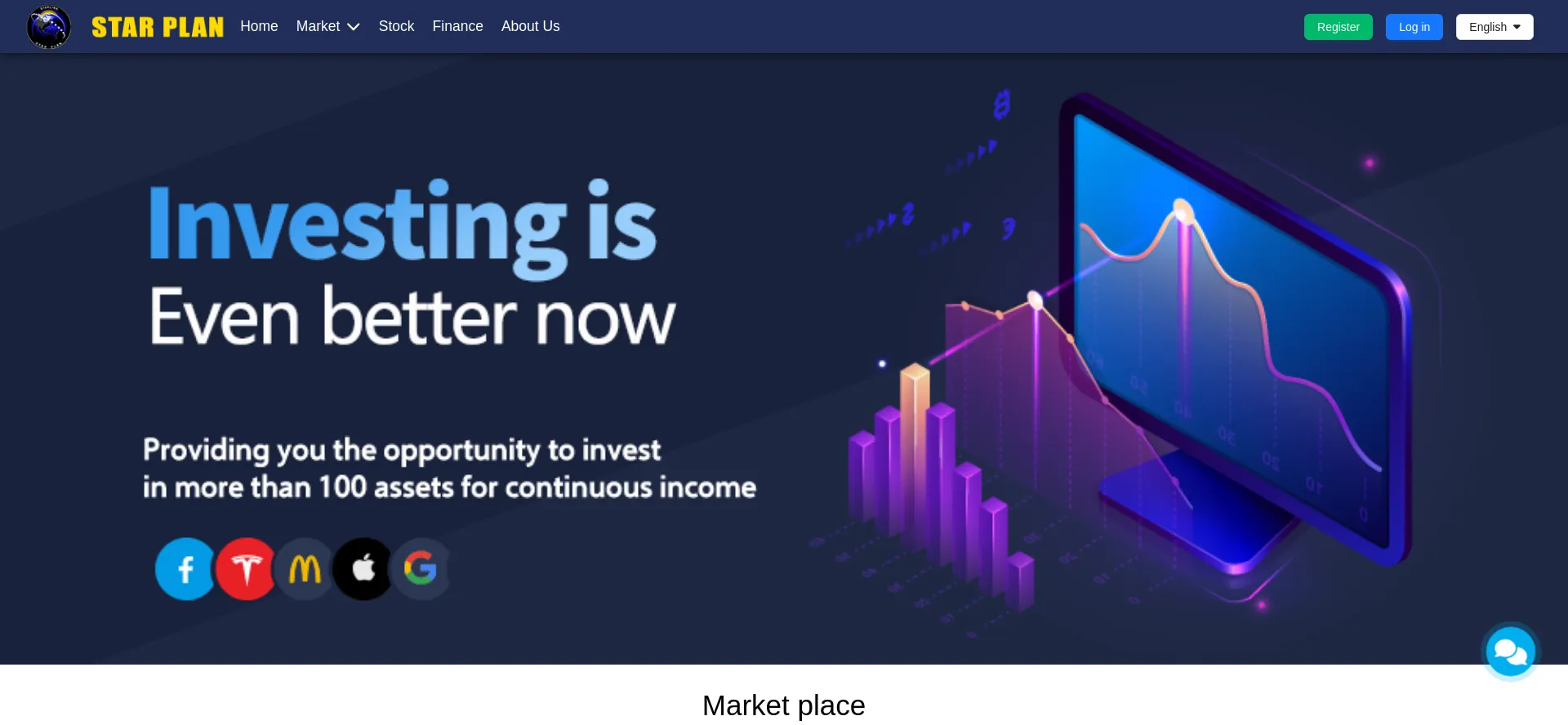 Screenshot of starplantrade.com homepage