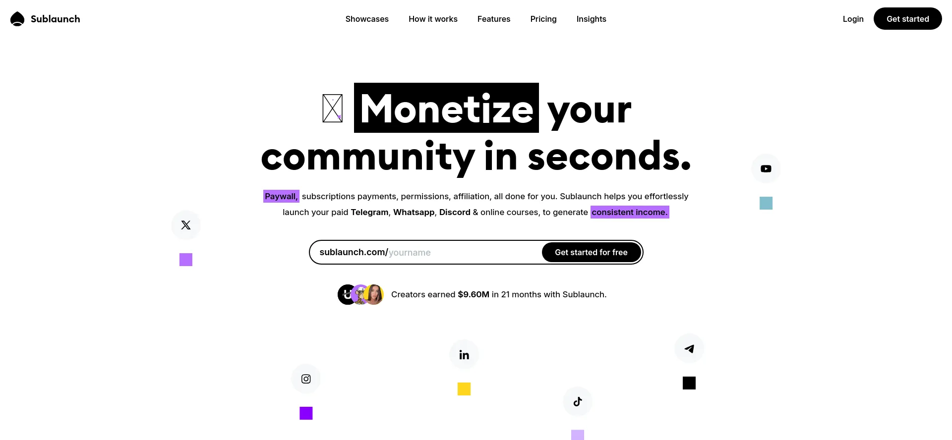 Screenshot of sublaunch.com homepage