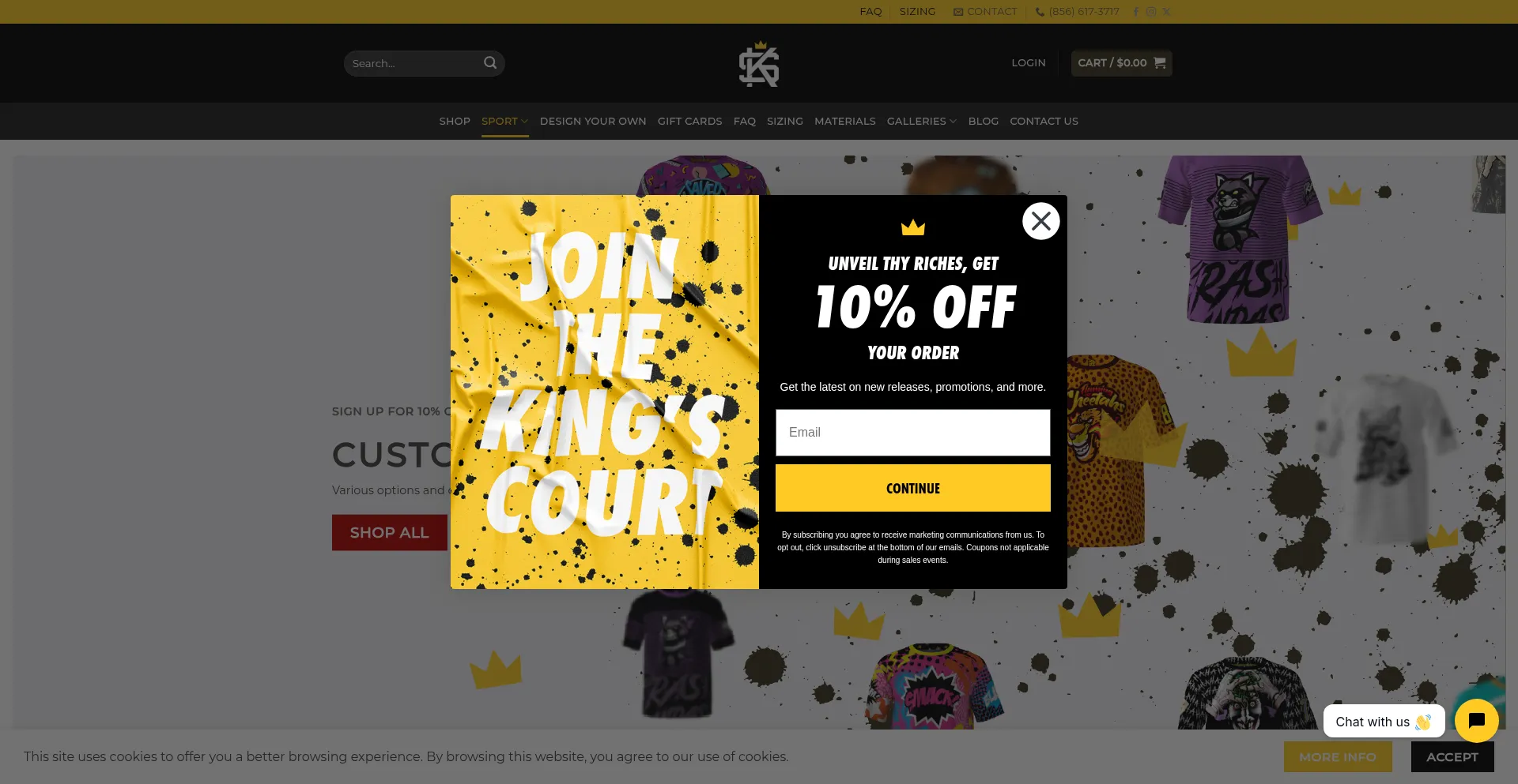 Screenshot of sublimationkings.com homepage