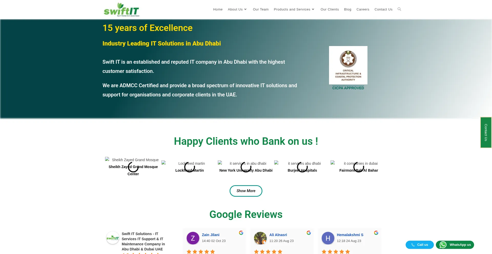 Screenshot of swiftit.ae homepage