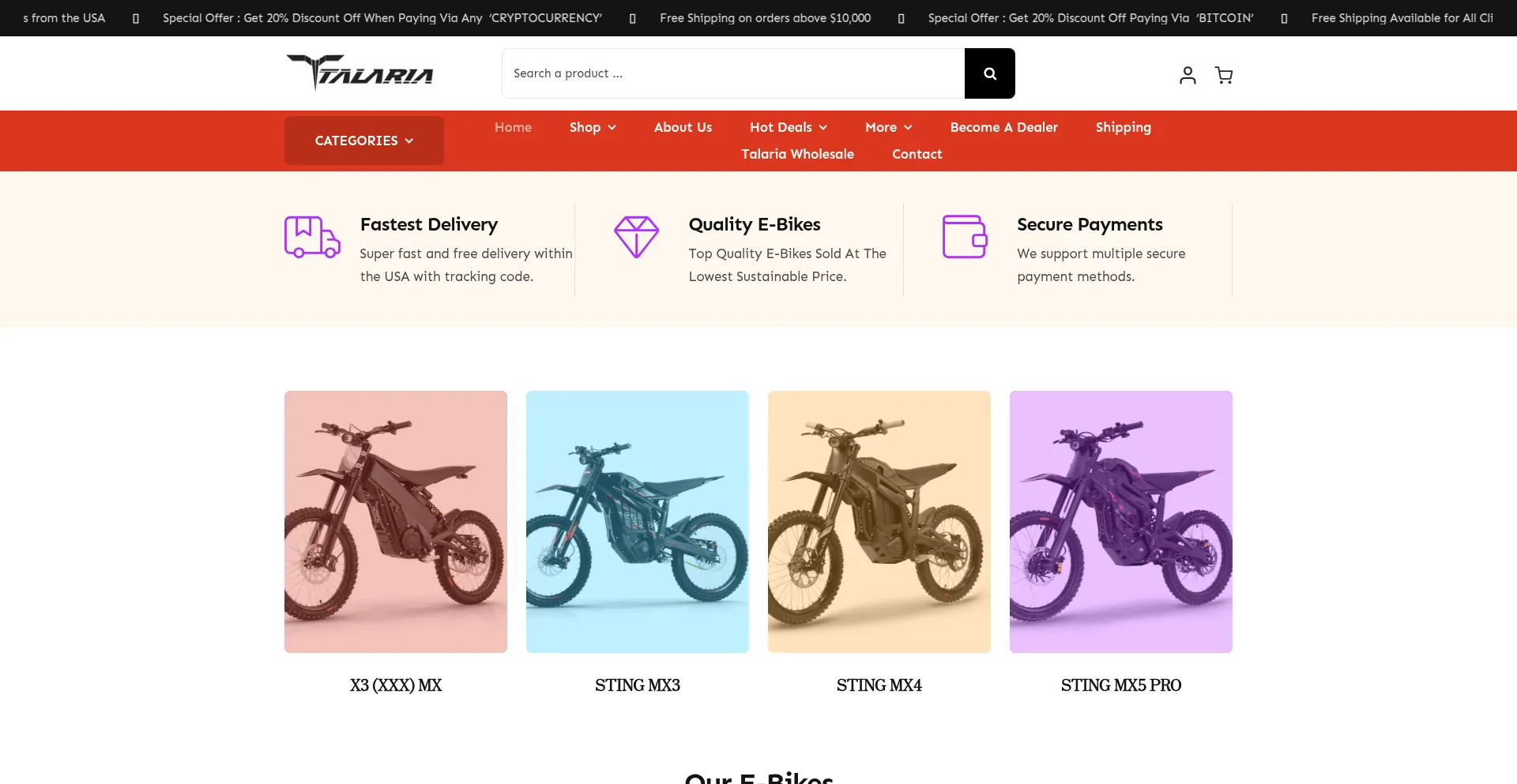 Screenshot of talariausa.us.com homepage