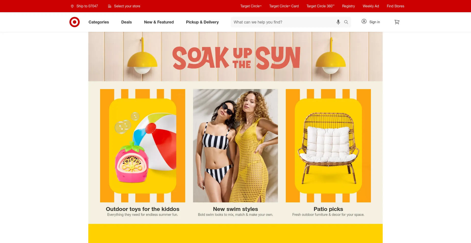 Screenshot of target.com homepage