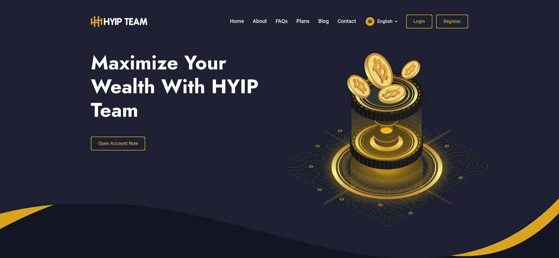 Screenshot of teamhyip.com homepage