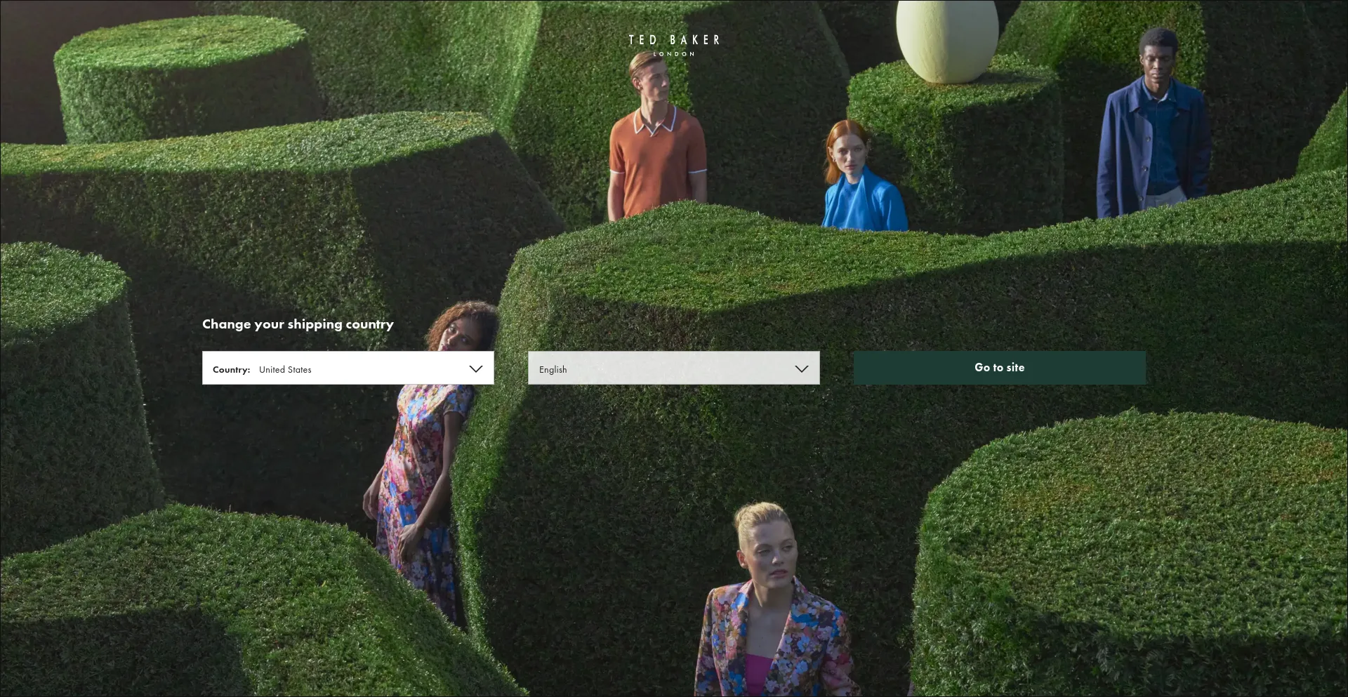 Screenshot of tedbaker.com homepage