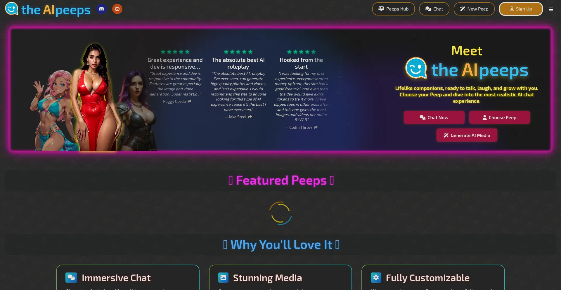 Screenshot of theaipeeps.com homepage