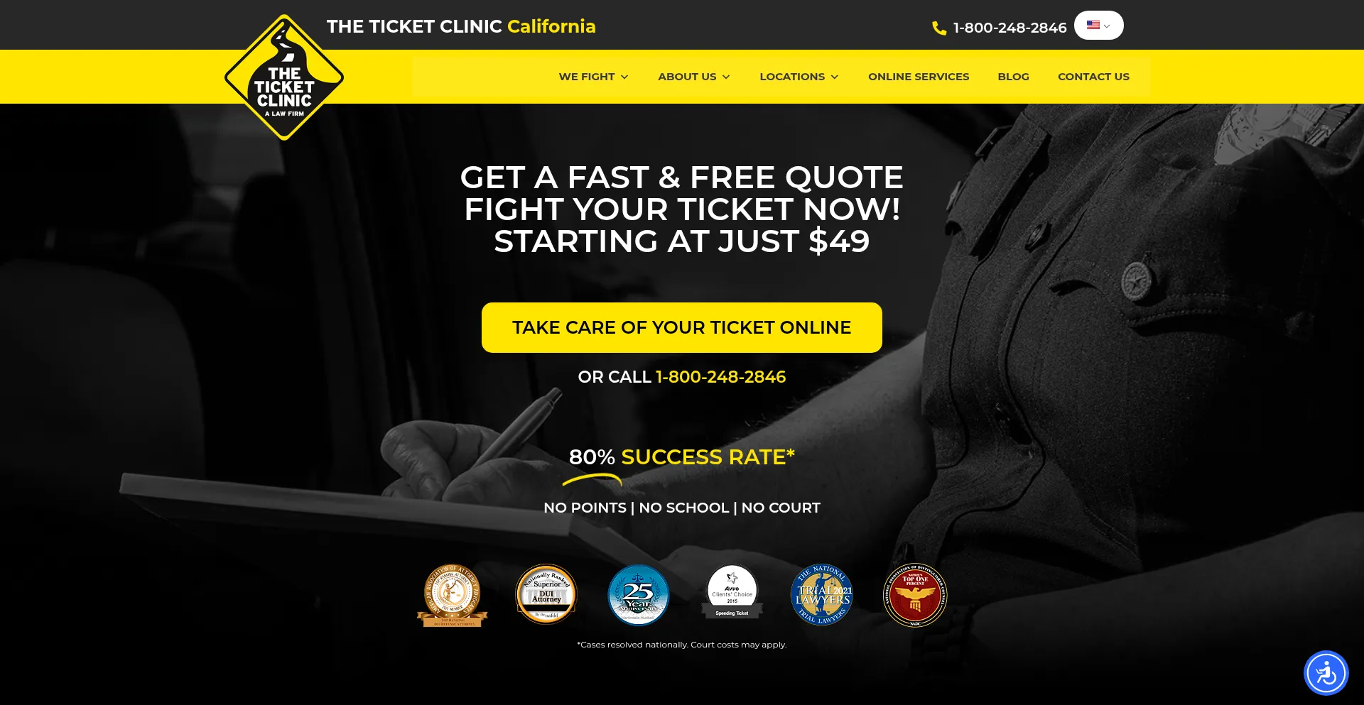 Screenshot of ticketclinic.com homepage