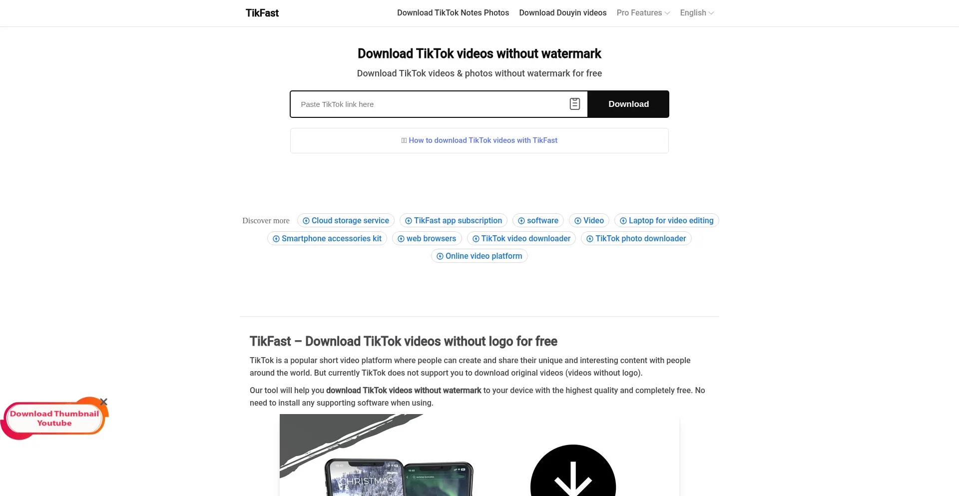 Screenshot of tikfast.app homepage