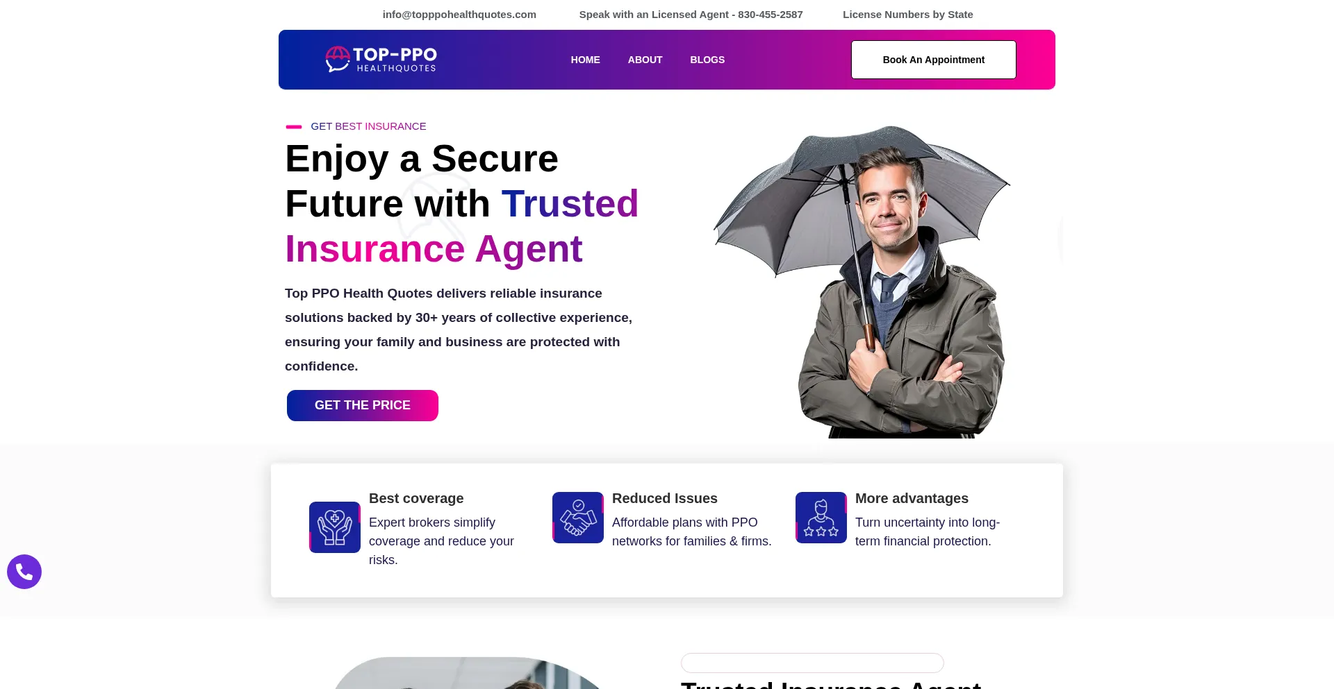 Screenshot of topppohealthquotes.com homepage