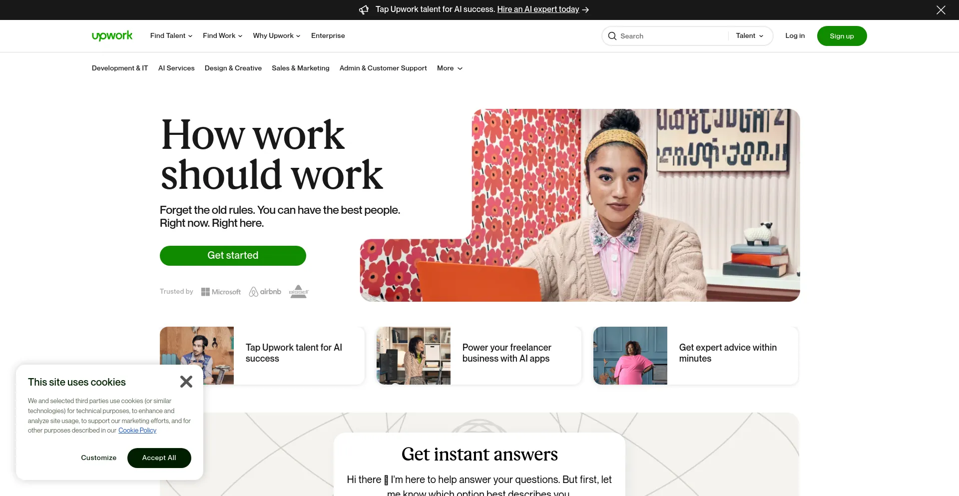 Screenshot of upwork.com homepage