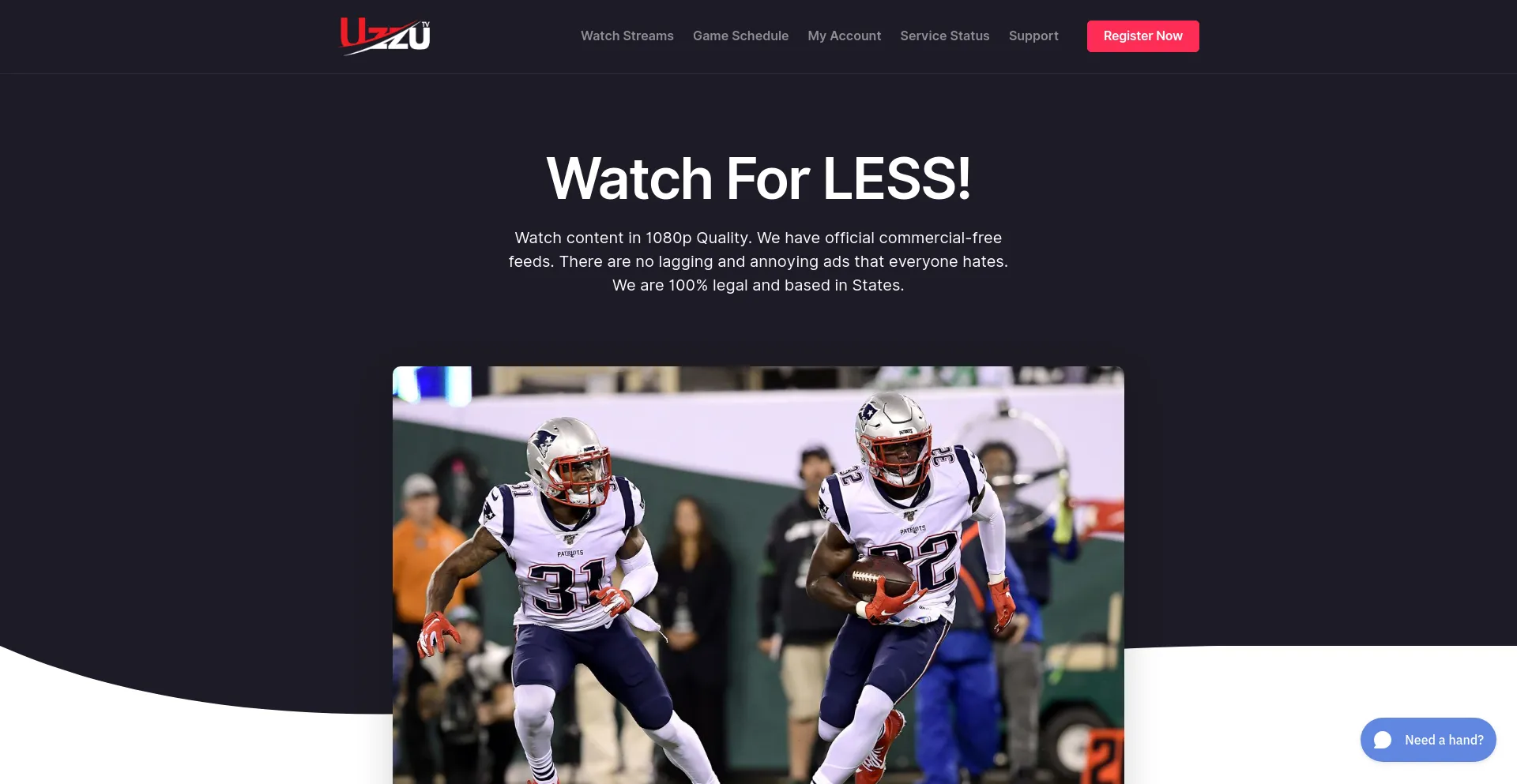 Screenshot of uzzu.tv homepage