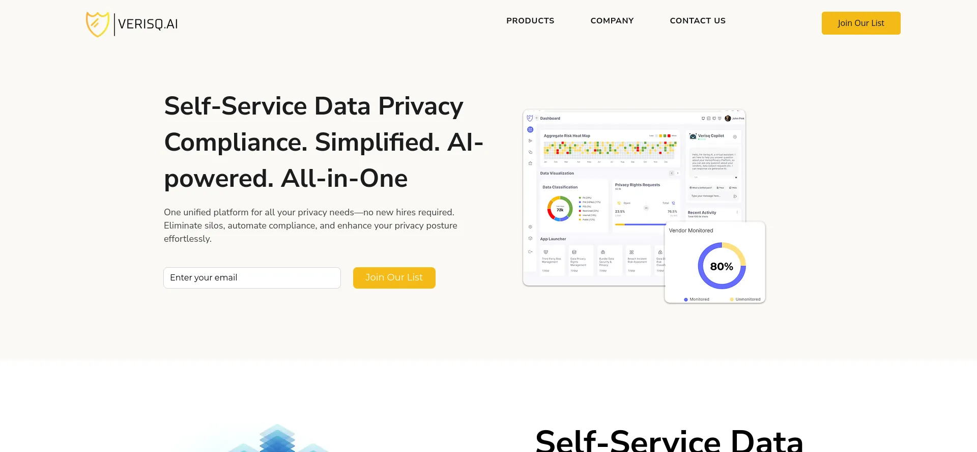 Screenshot of verisq.ai homepage
