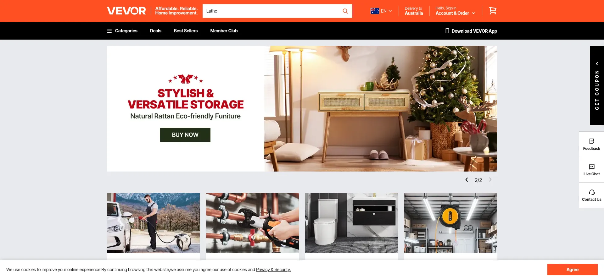 Screenshot of vevor.com.au homepage