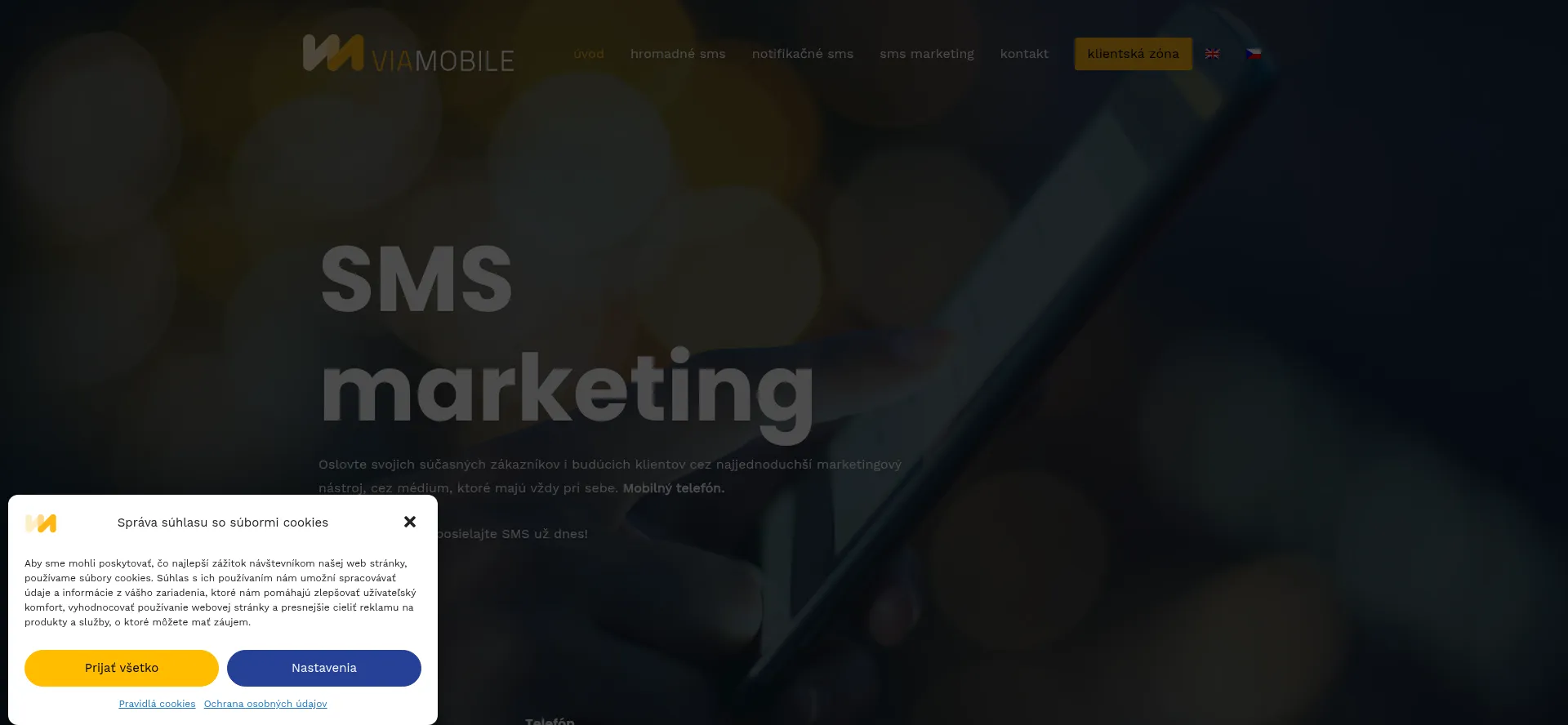 Screenshot of viamobile.sk homepage