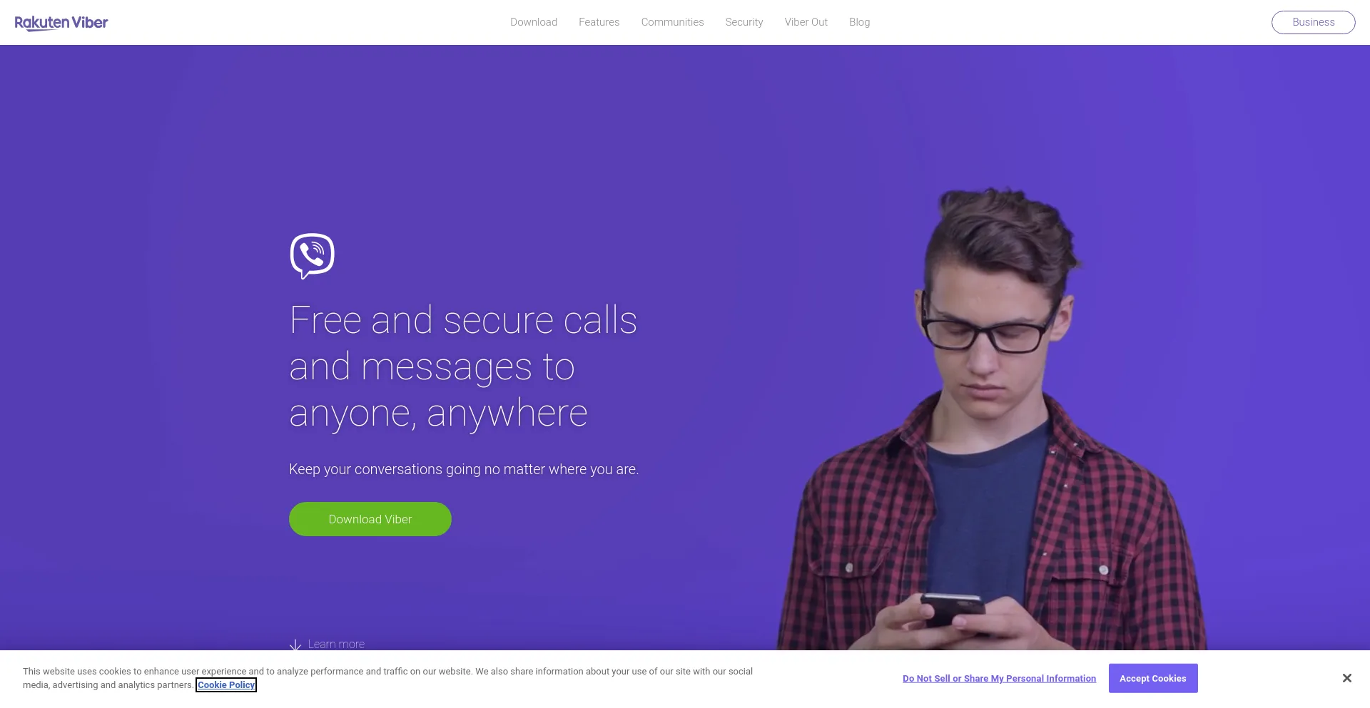 Screenshot of viber.com homepage