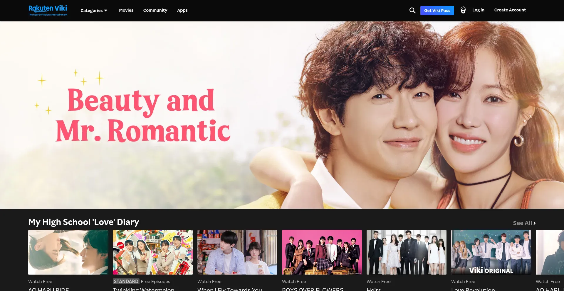 Screenshot of viki.com homepage
