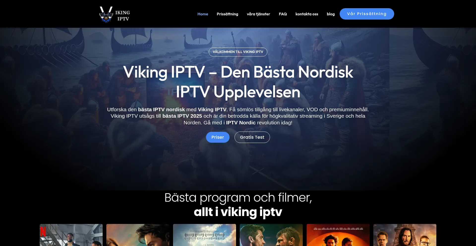 Screenshot of vikings-iptv.se homepage