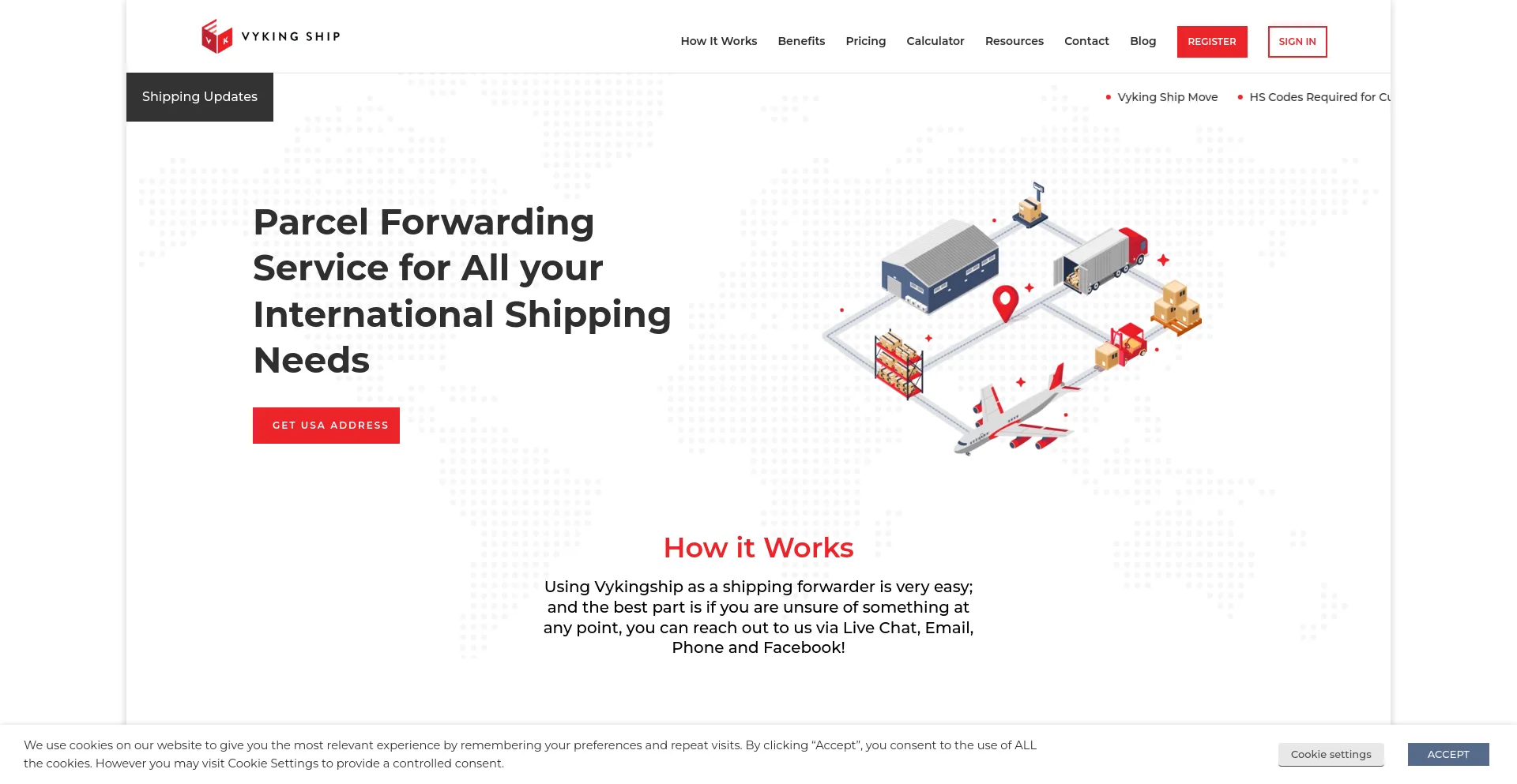Screenshot of vykingship.com homepage