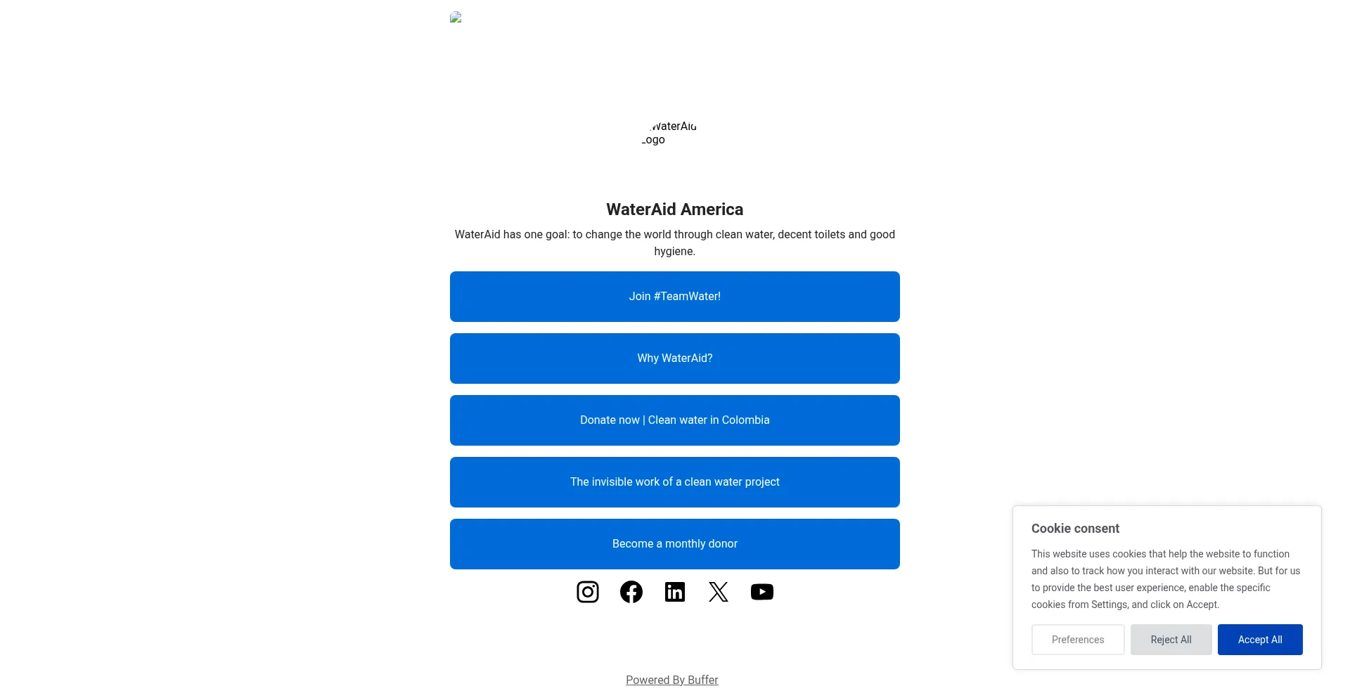 Screenshot of wateraidamerica.start.page homepage