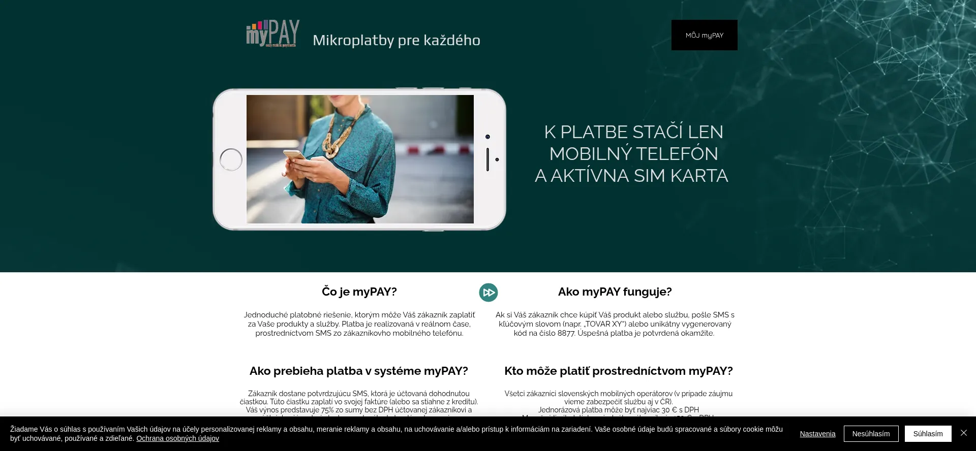 Screenshot of web.mypay.sk homepage