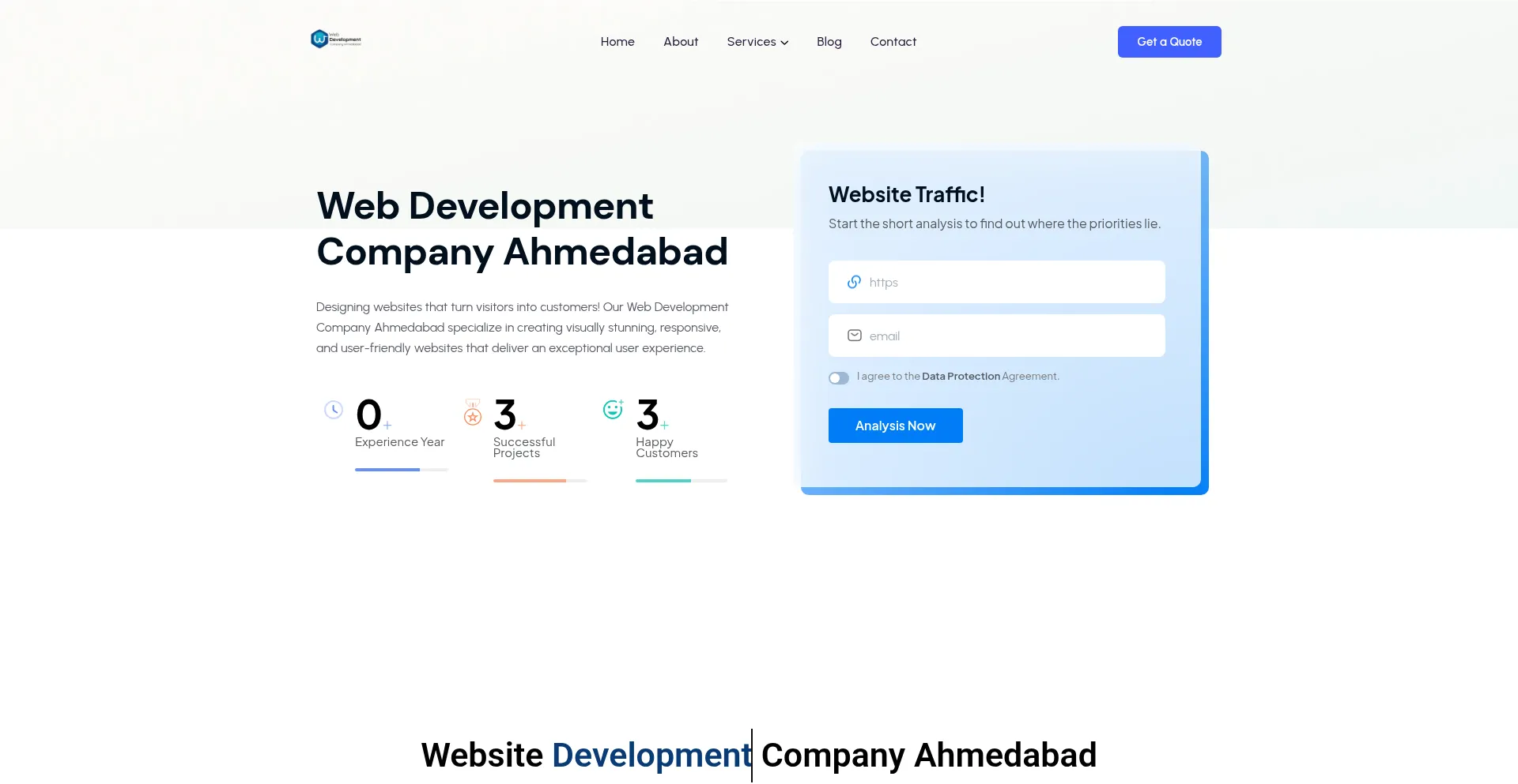 Screenshot of webdevelopmentahmedabad.com homepage