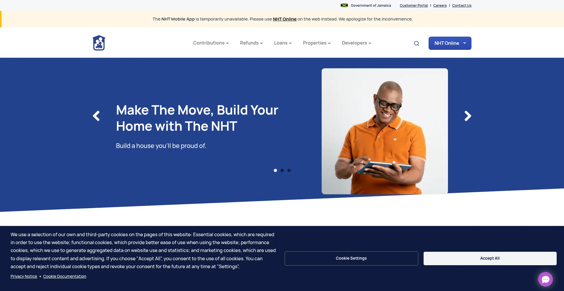Screenshot of www-1.nht.gov.jm homepage