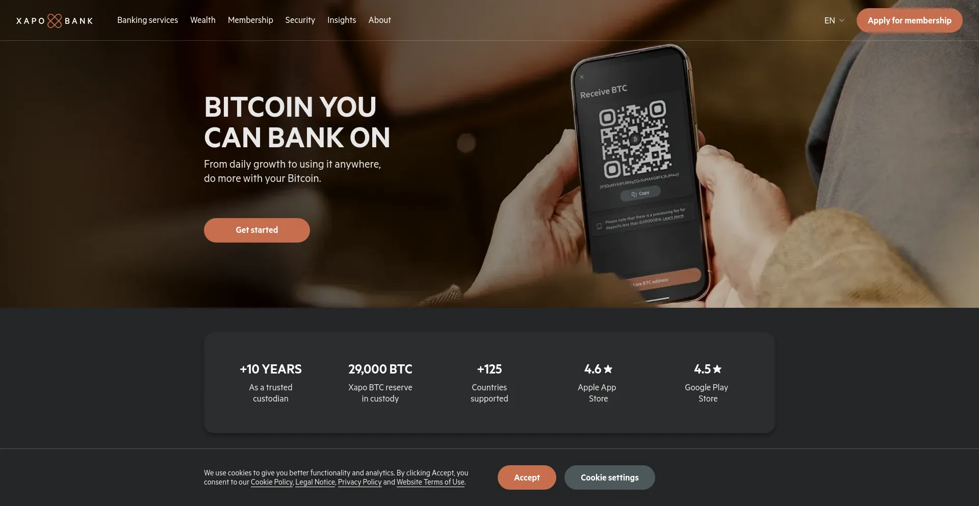 Screenshot of xapo.com homepage