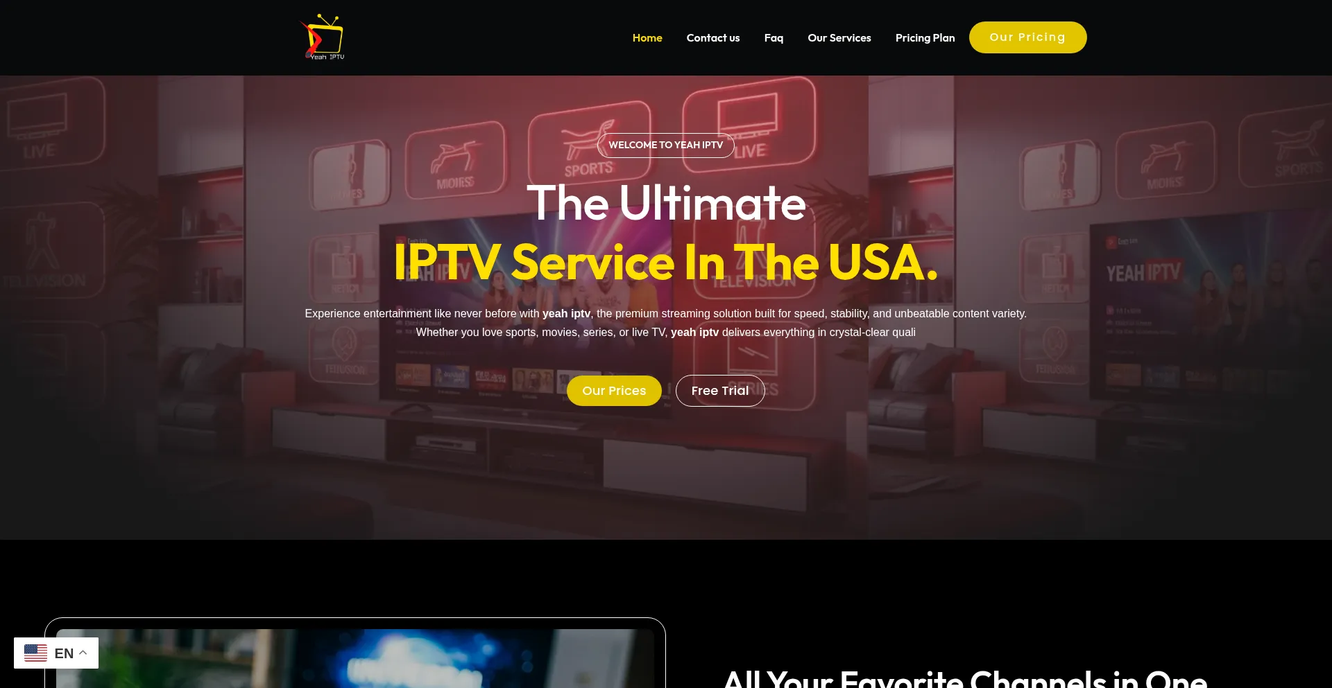 Screenshot of yeahiptvv.com homepage